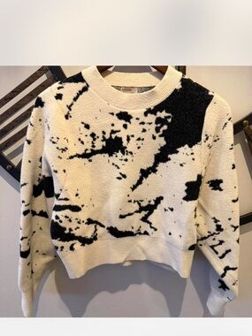 Kerisma Black & Cream Marble-Pattern Crewneck Sweater angora